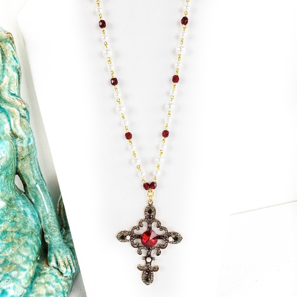 FINAL PRICE Catherine the Great Czech Glass Cross - Picture 3 of 6